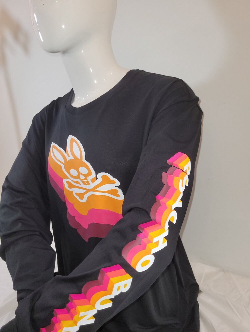 Authentic Psycho Bunny Men's Long Sleeves T Shirt Black SIZE 3XL Original $80